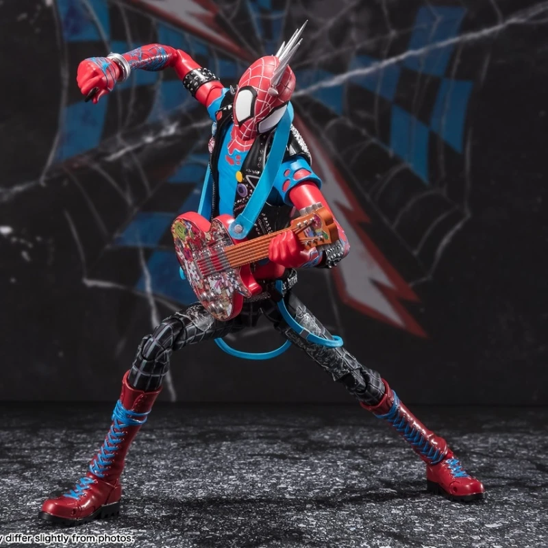 Spiderman Punk Action Figure Original Bandai Shf Spider Man Marvel  Across The Spider Verse Collectible Model Toy Kids Gift