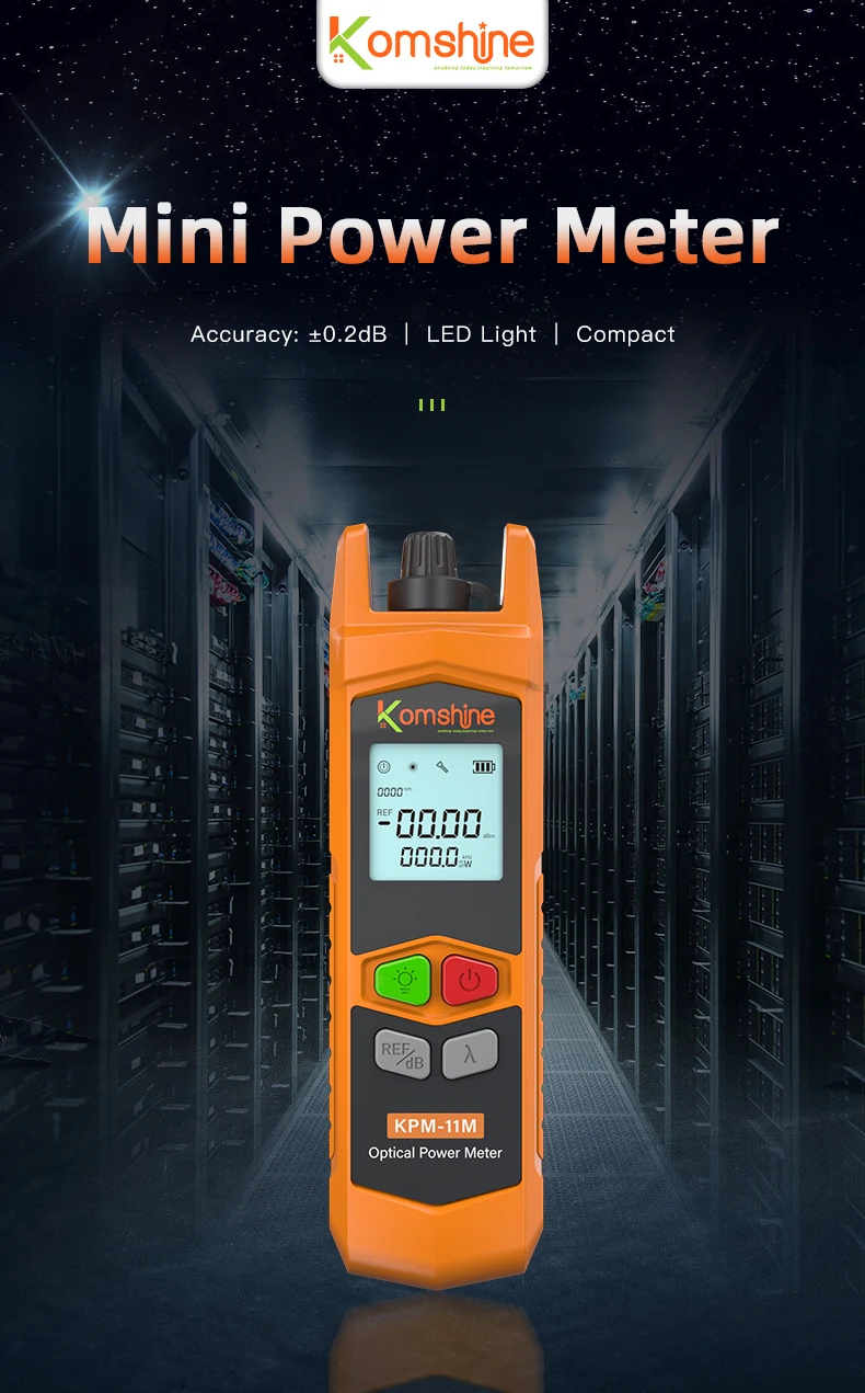 

Komshine-KPM-11M Fiber Optical Power Meter, Mini OPM -70 ~ + 10dBm,-50 ~ + 26dBm, PT Support FC SC ST Interface