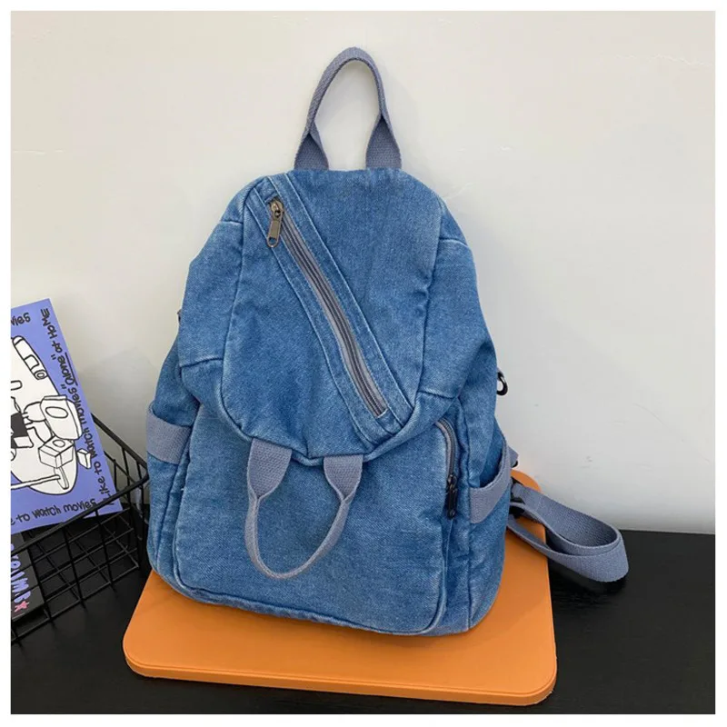 Women's One Shoulder Backpack Crossbody Bag 2024 New Denim Fabric Multi Functional Lightweight Fashionable and Large Capacity