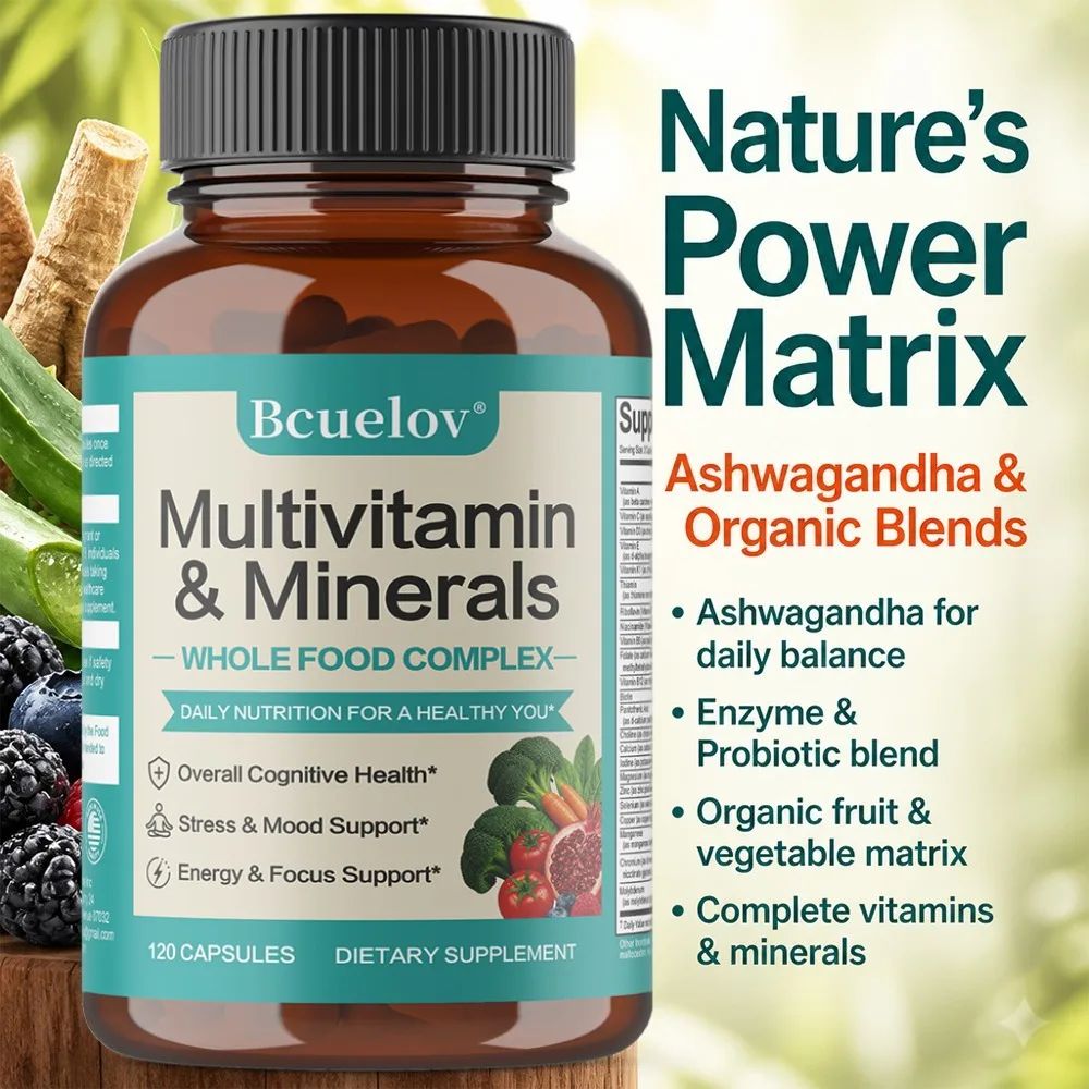 Multivitamin Capsules with Mineral Supplement To Provide Energy, Prostate, Skin and Eye Health Immune Support for Women and Men