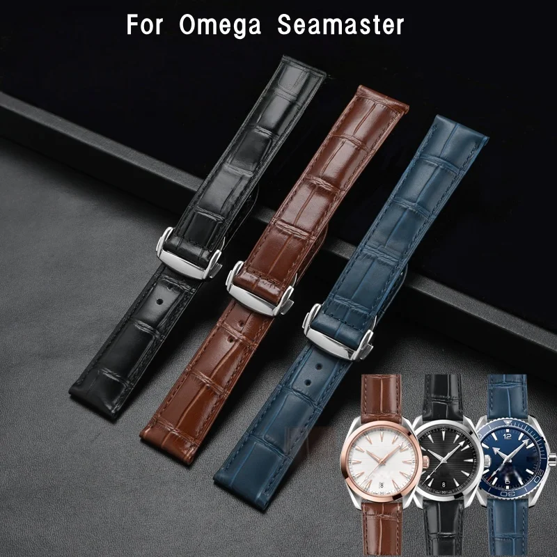 Universal Watch Band Bracelet 19mm 20mm 21mm 22mm  Leather Strap for Omega Seamaster Speedmaster