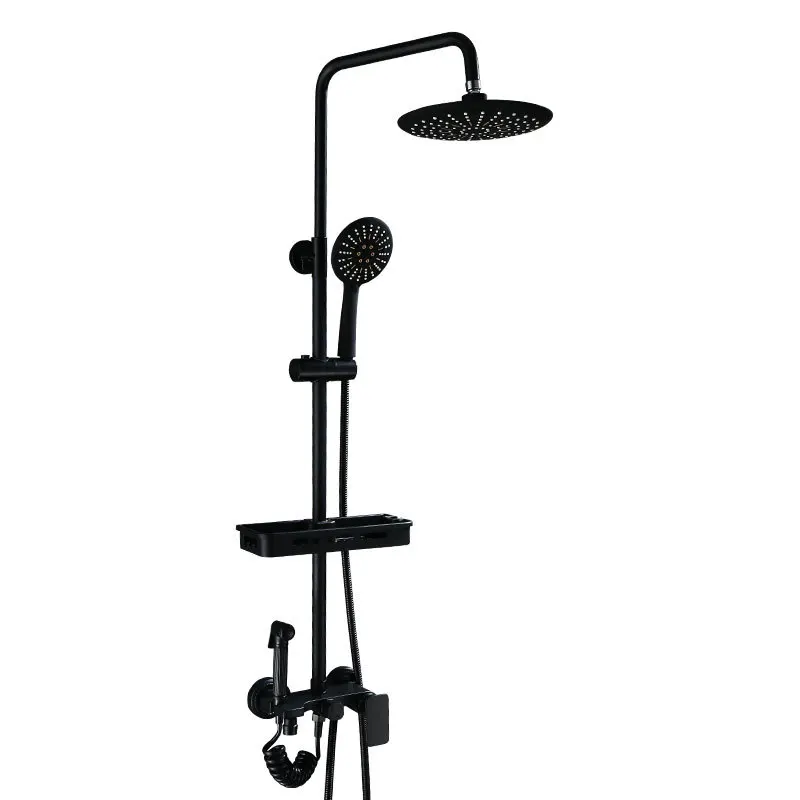 Black All-copper Four-speed Multi-function Spray Gun Bathroom Toilet Shower Set