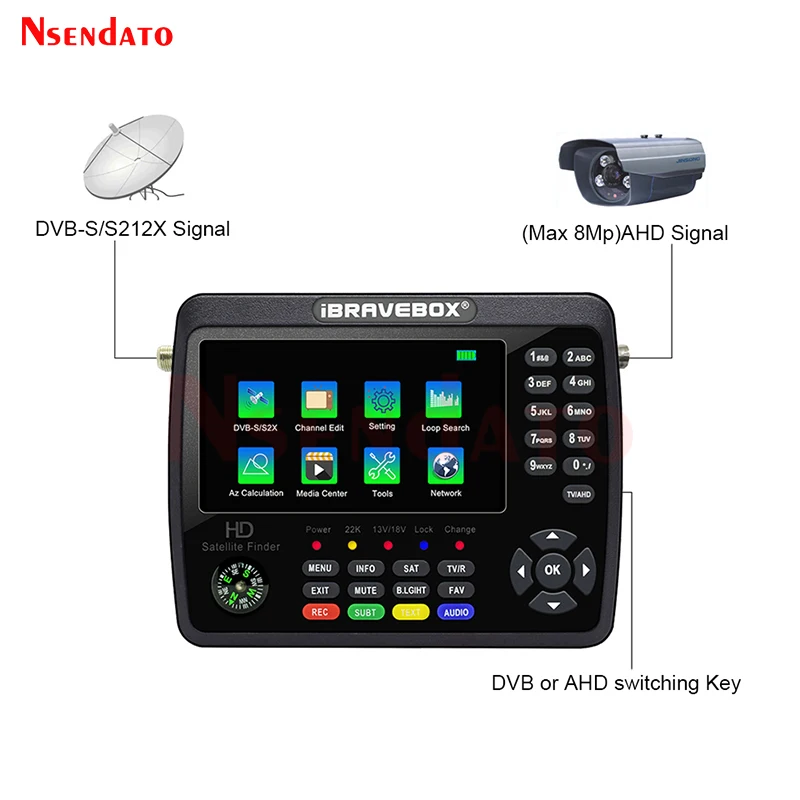 iBRAVEBOX V10 Finder Max Max+ 8MP Handheld HD Satellite Signal Satfinder DVB-S/S2/S2X/AHD H.265 Digital Satellite Signal Meter