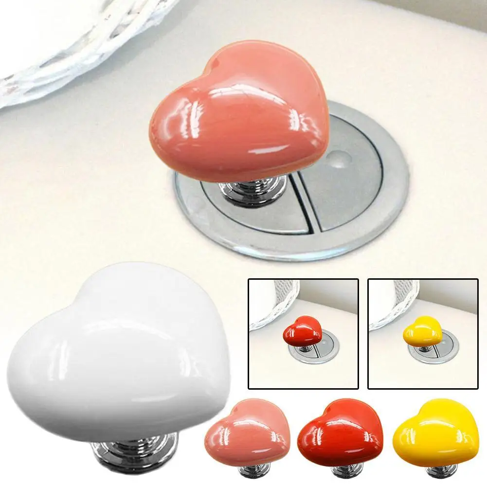 1pc Toilet Press Button Heart Shaped Press Tank Push Switch Toilet Bathing Room Decor Water Press Flush Button