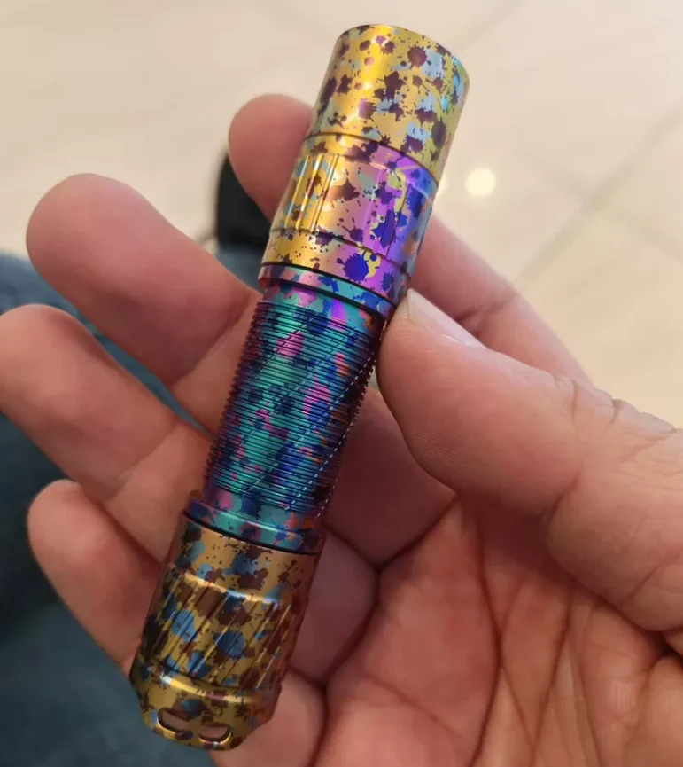 Used EDC T3 Rainbow Titanium Alloy Flashlight Outdoor Tools Strong Light Torch Lamp Decompression Toy