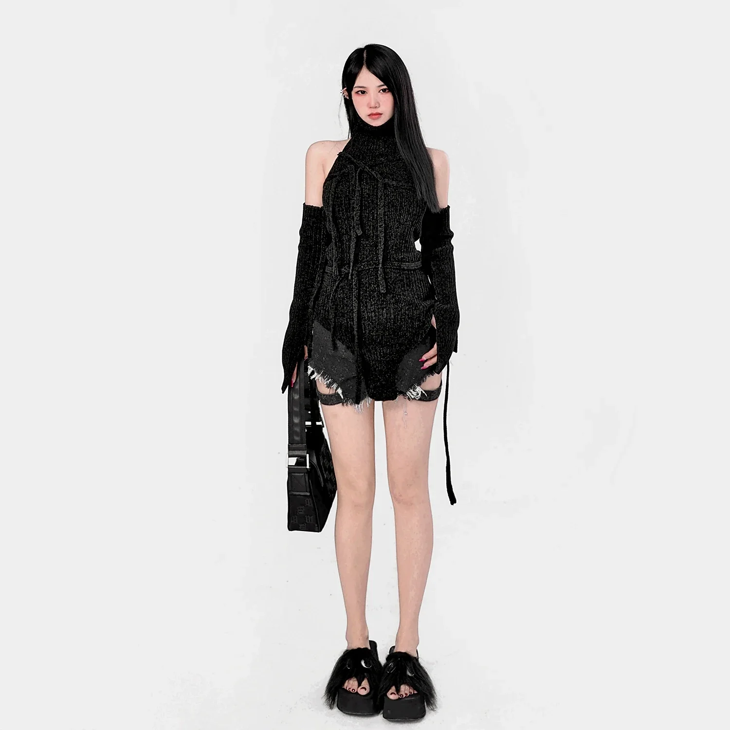 New Autumn Japanese Hot Girl Punk Knee Sleeve Leg Cover Harajuku JK Black Leg Warmer