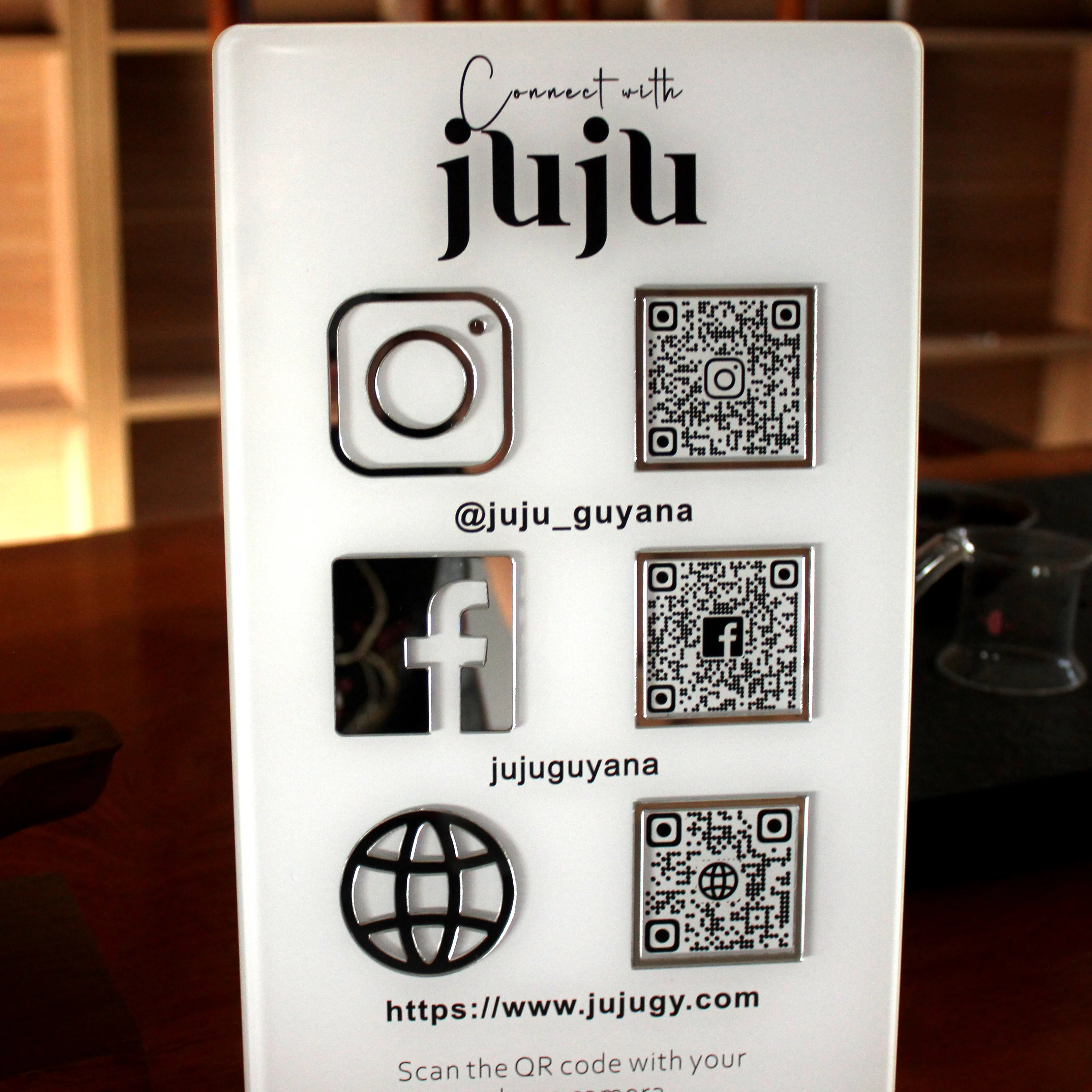 Customize Social Acrylic QR Code Instagram Website Facebook Transparency Billboard Hairdressers Beautician Business Plate