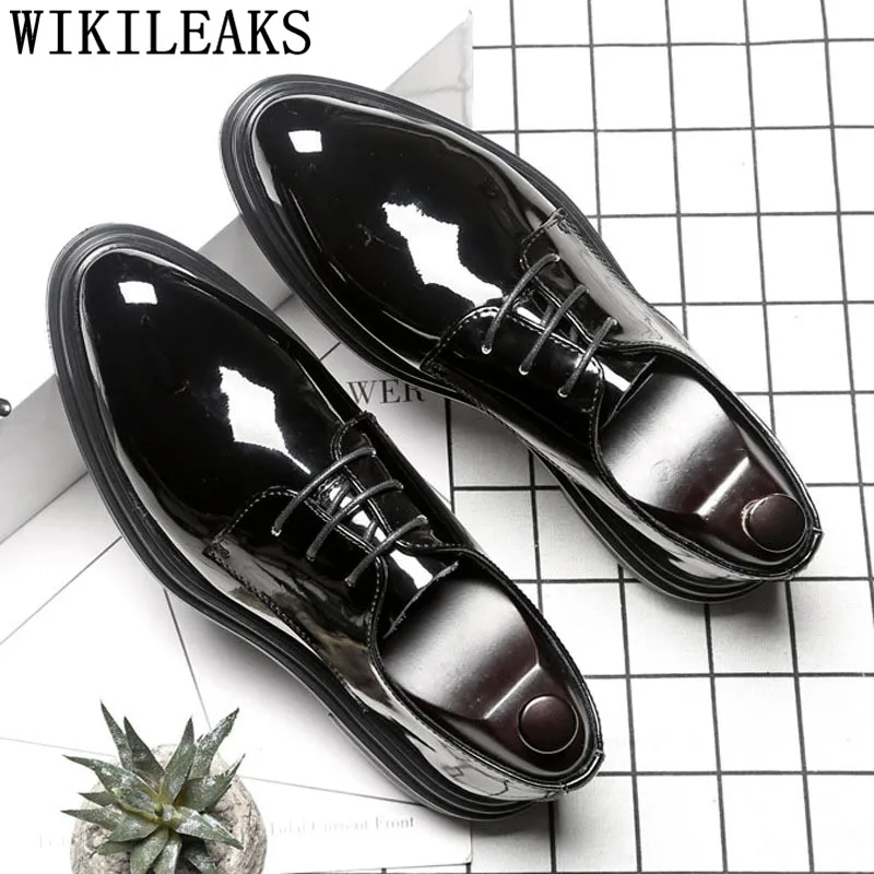 Men Shoes Lace Up Patent Leather Shoes Men Formal Mariage Wedding Dress Shoes Men Oxford Shoes For Men Zapatos Hombre Vestir