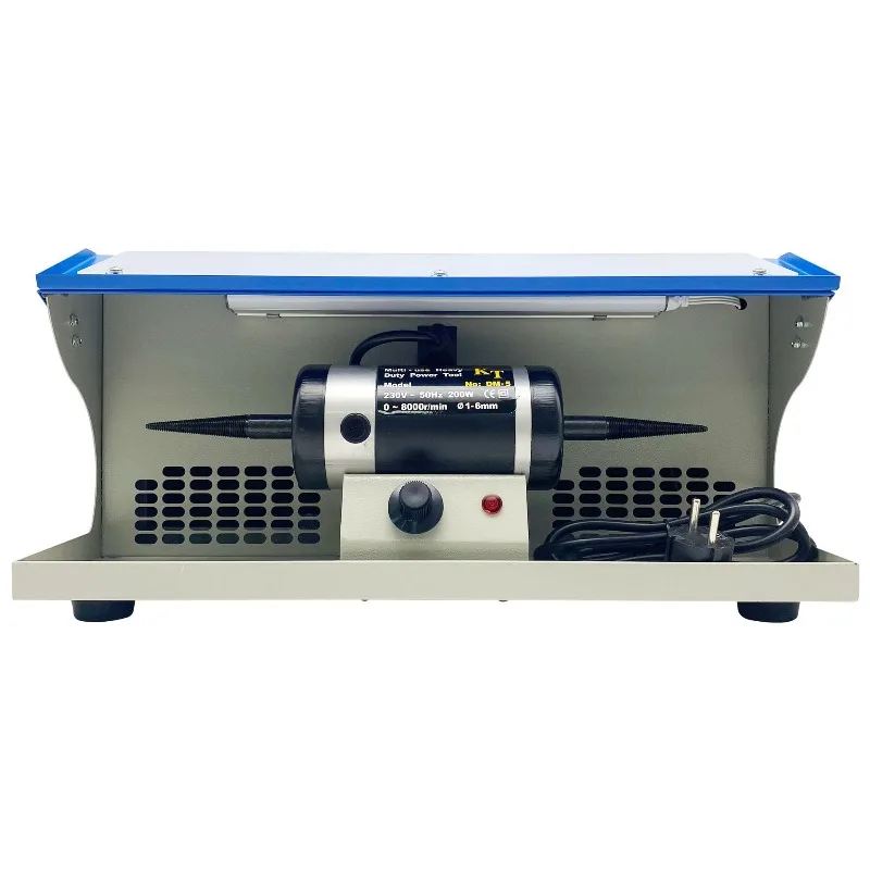 DM-5 Bench Polisher with Dust Extraction, Dual Head Varile Speed Buffing hine for Metal Jewelry and Crafts