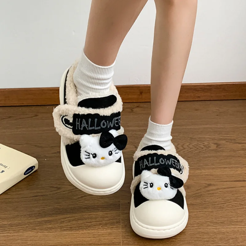 Sanrio herfst en winter Hello Kitty schattige warme damesschoenen cartoon antislip dikke zolen outdoorkleding pluche katoenen schoenen