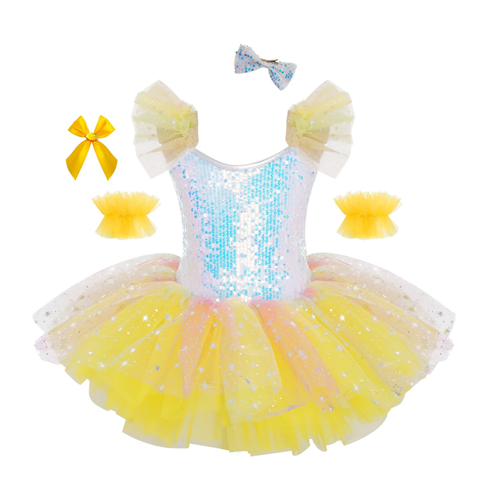 チュールモダンジャズダンス衣装女の子チュチュプリンセスバレリーナドレス子供スパークリングスパンコールバレエドレスステージパフォーマンスウェア