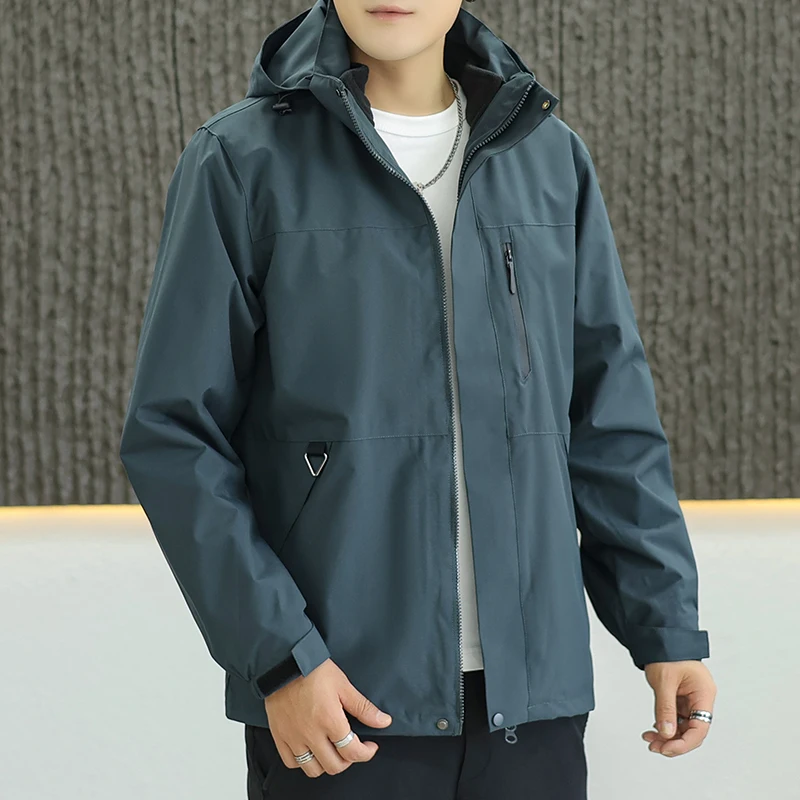 

Мужская куртка 3-в-1 с флисовой подкладкой для активного отдыха, ветрозащитная, из полиэстера, модная, городская, с длинными рукавами, с капюшоном