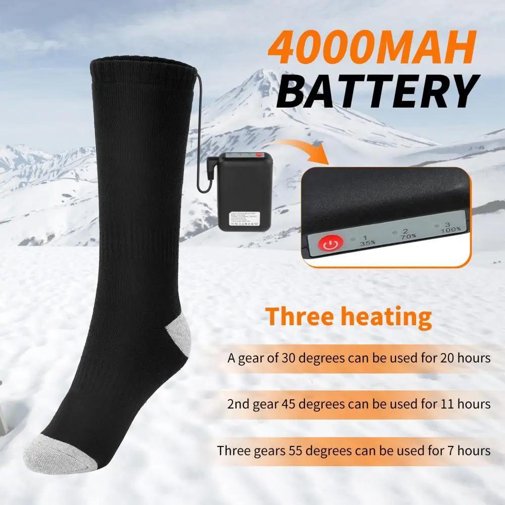 Calcetines térmicos de 4000mAh para hombre y mujer, medias térmicas de invierno para esquiar, pescar y acampar