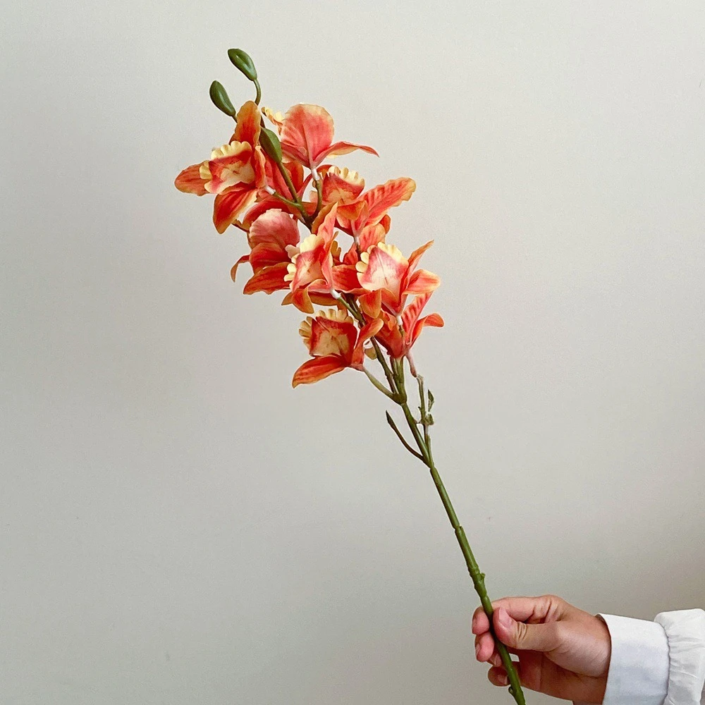 35 بوصة Cymbidium السحلية الحرير الاصطناعي الأزهار الجذعية وهمية الزهور الحرير الزهور ديكور المنزل زهور الزفاف ترتيب فو #6