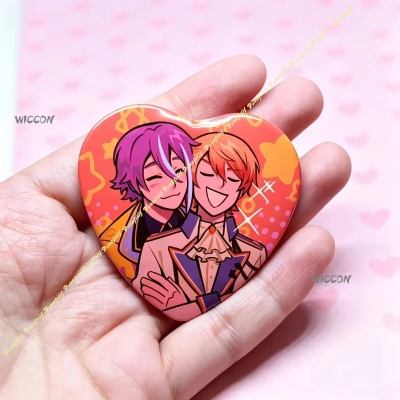 Anime Project SEKAI Rui Kamishiro&Tsukasa Tenma Heart Shaped Pinback Button PJSK Anime Character Badge Brooch Halloween FanMerch