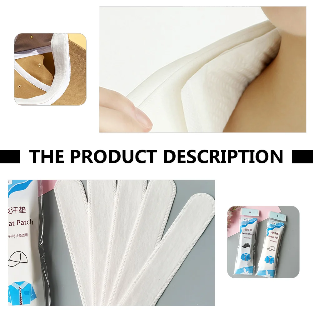 

20pcs Disposable Non-Woven Hat Pads White Sweat-Absorption Liner Pad Breathable Lightweight Collar Sweatband Sticker Hat Cushion