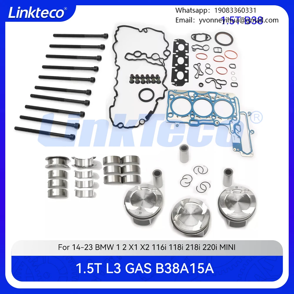 

Engine Cylinder Head Gasket Seal Bolt Set Main & Con-rod Bearing Piston Kit For 14-21 BMW MINI 1.5 L 1.5T Gas B38A15 B38 A15 L3