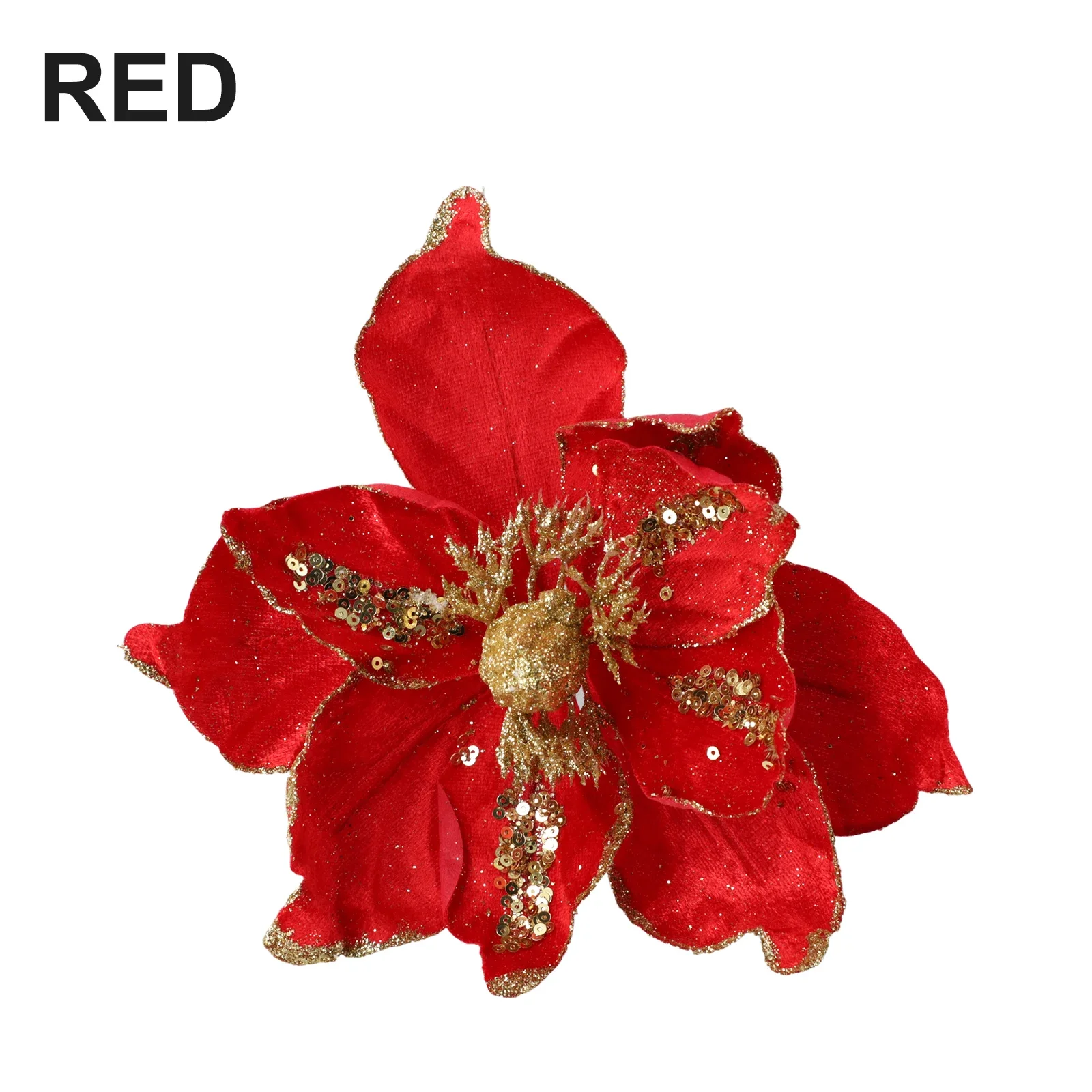 

22cm Christmas Poinsettia Glitter Flower Hanging Xmas Party Tree Decoration DIY Garlands Home Wedding Party Decorations