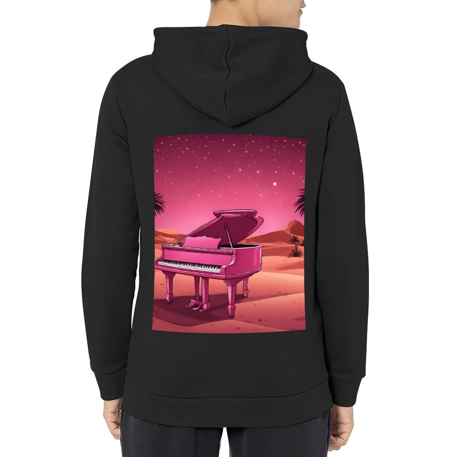 

Piano in the Egyptian desert with Pyramids, jungles, lanterns, ancient Rome Hoodie men clothes hoodie