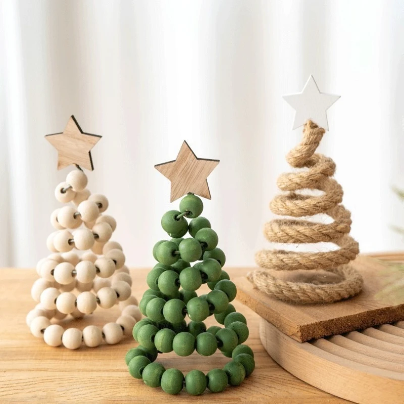 Creative Nordic Wooden Christmas Tree Desk Ornament – Small Figurine Decor Craft for Holiday