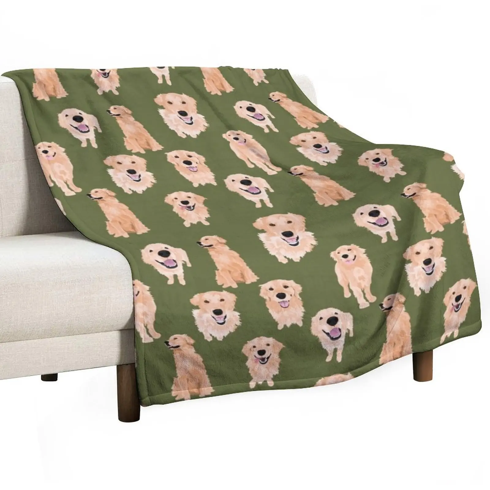 

Golden Retrievers Olive Throw Blanket Flannel Fabric funny gift Decorative Beds For Decorative Sofa Blankets