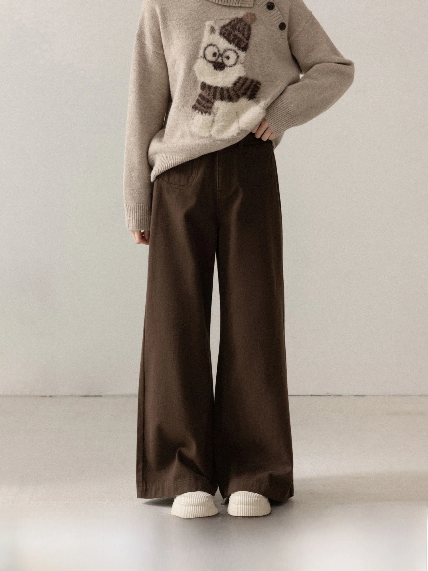 

Джинсы женские зимние с высокой талией, широкими штанинами, на подкладке, прямого кроя, цвет кофе, винтажные, свободного покроя