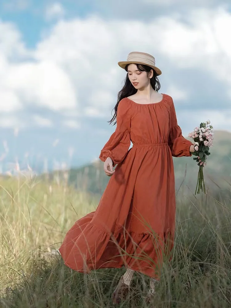 فستان أنيق من Cotton agecore Prairie Mori Girl فستان كلاسيكي من القطن والكتان على الطراز الفرنسي مع سترة من القرون الوسطى ريترو فيستدو فيستا