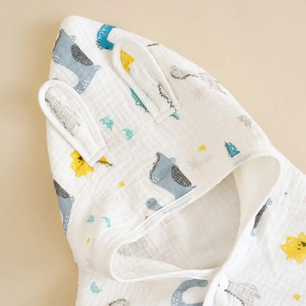 Cartoon Printed Baby Gauze Bath Towel Soft Four Layer Hooded Bathrobe Comfortable Absorbent Infant Bathrobe Shower Cloak