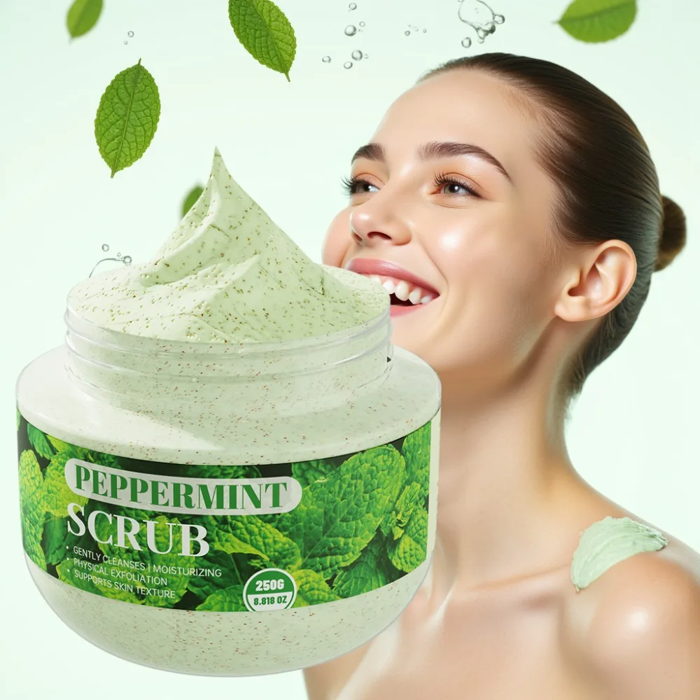 

Peppermint Scrub with Shea Butter Deep Cleaning Smooth Skin hydrating Exfoliating Scrub for Rough Skin Gentle Formula 250g/8.8oz