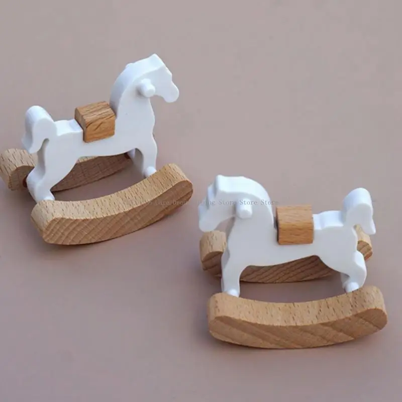 1/12 Gỗ Nhà Búp Bê Bập bênh Mô Hình Con Ngựa Hình Thu Nhỏ Đồ Nội Thất Cho Nhà Búp Bê Phòng Ngủ Phòng Trẻ Cảnh Thiết Lập