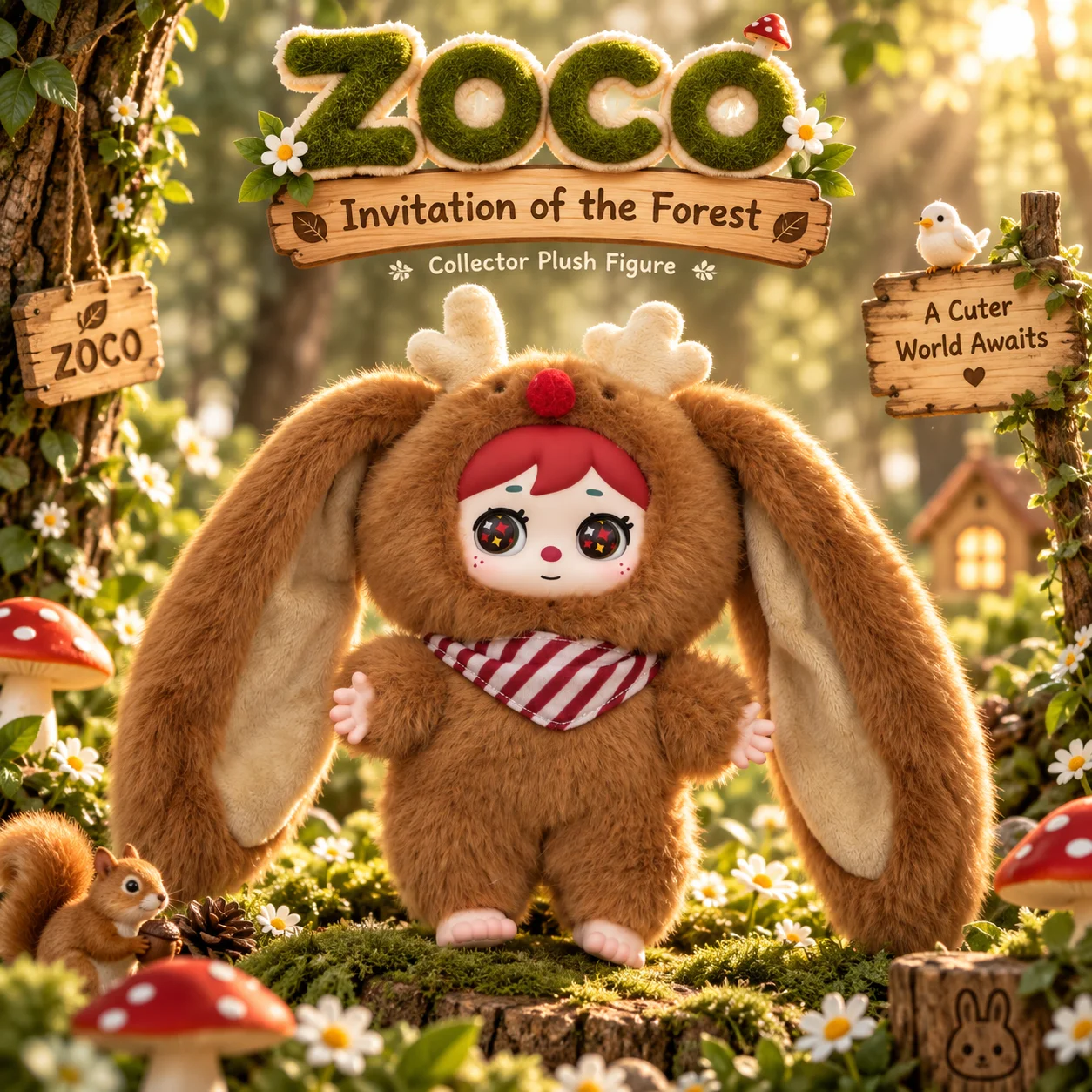 ZOCO Cute Plush Doll Keychain Soft Fluffy Animal Pendant Kawaii Collectible Toy Handbag Purse Charm Backpack Decoration Gift