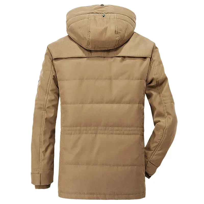 Chaqueta de lana cálida para hombre, Parkas de algodón informales con capucha desmontable, abrigos acolchados de piel para exteriores, moda de invierno