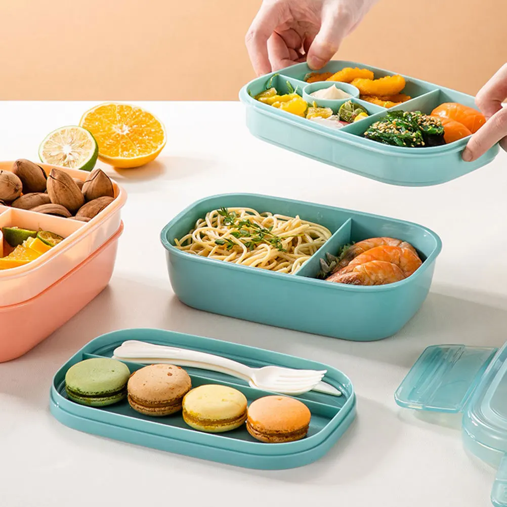 

2 Tier Bento Box Set Premium Plastic Lunch Box for Adults and Kids Microwave Safe Leakproof Food Container for School Office