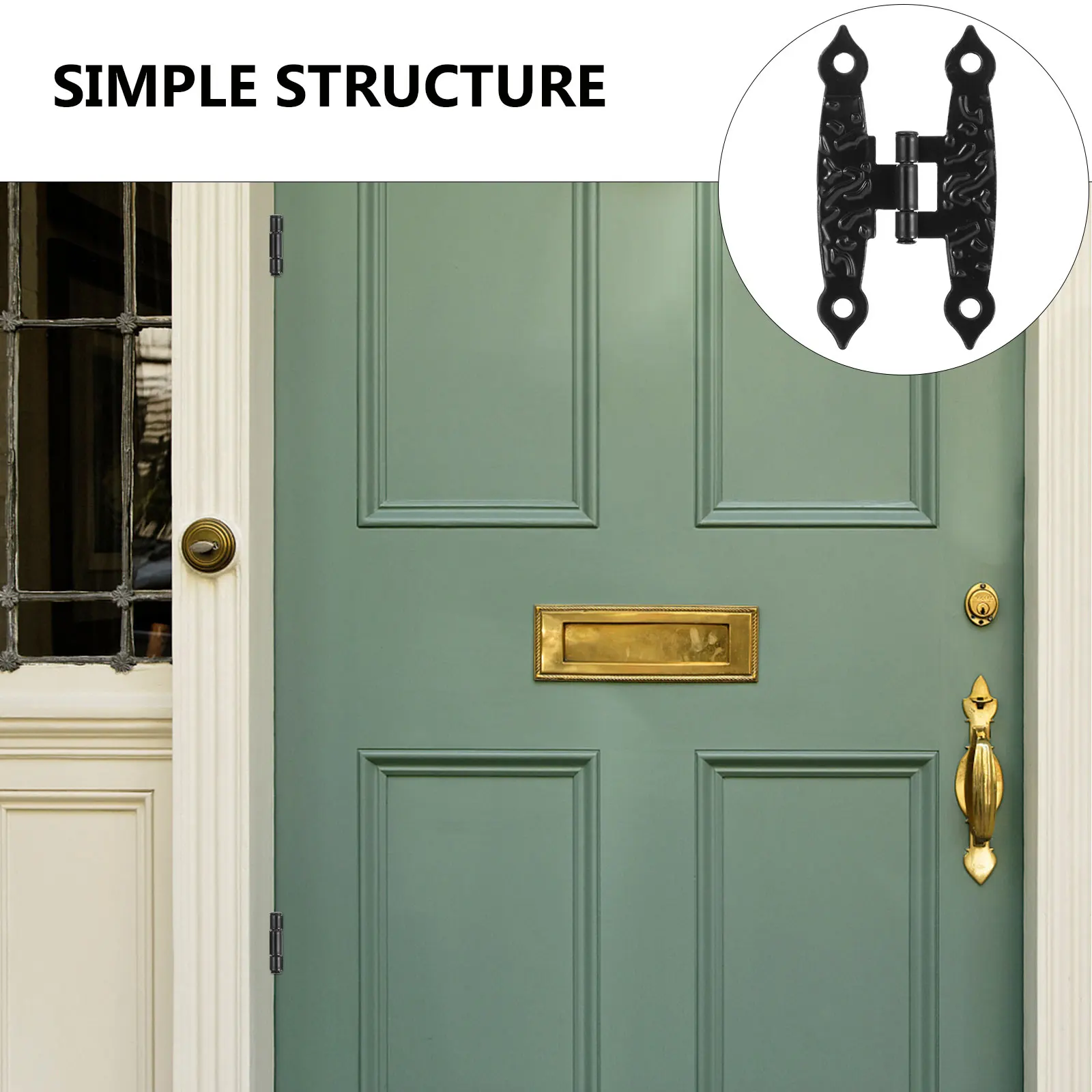 

10pcs Black Hinges Durable Iron Wooden Box Hinges H Type Box Gates Smooth Surface Furniture Hardware