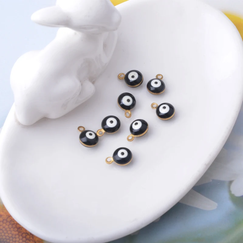 30 Stück doppelseitige Böses-Auge-Anhänger aus Kupfer mit Emaille, Glücksbringer-Mini-Anhänger für Armbänder, Halsketten, Ohrringe und Accessoires – Detail 18