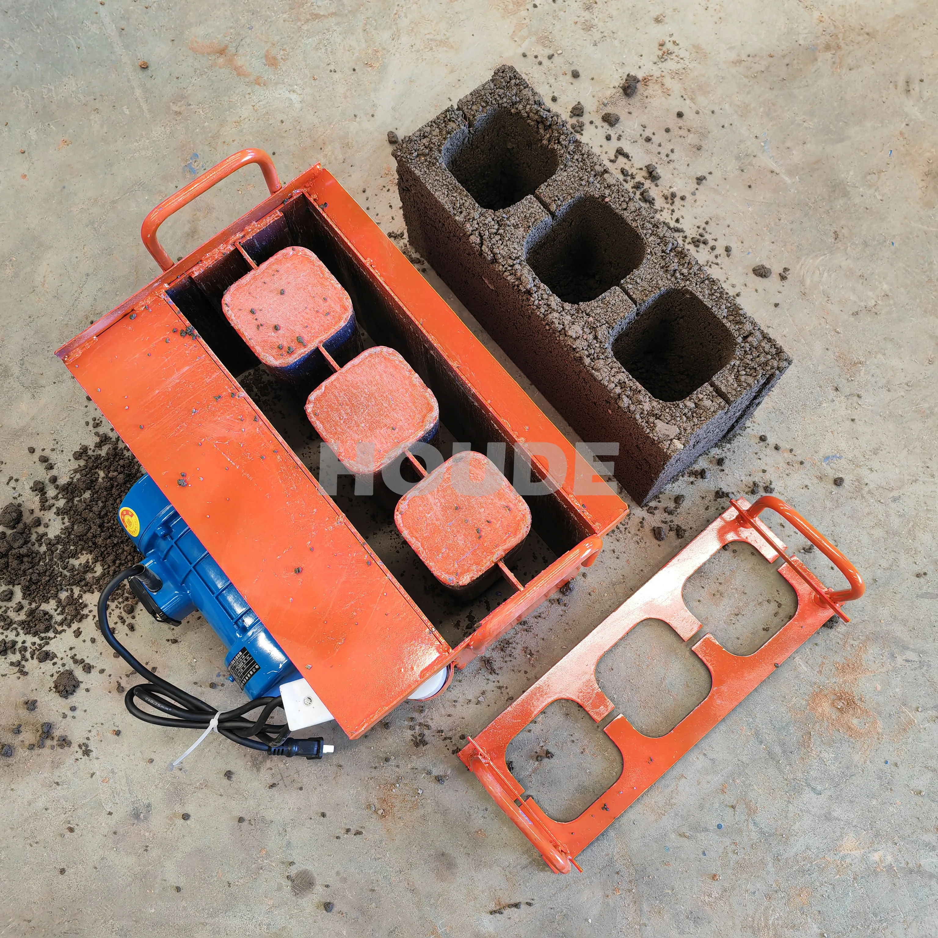 110V/220V Single Phase Motor Powered Brick Machine Manual Press Concrete Block Moulding Maker Mini Interlock Blocks Brick Making