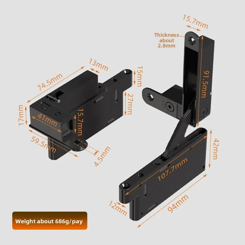 30KG Hochbelastbare Verdeckte Ober- und Unterachsen-Scharniere Aluminiumrahmentürscharnier mit Dämpfungspuffer – Detail 10