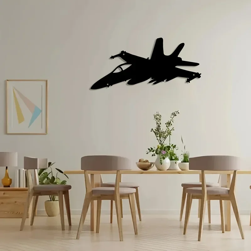 1pc Jet Fighter Wall Art, Metal Wall Sign, Aesthetic Wall Decoration Retro Metal Hanging Ornament,Iron Art, Wall decoration