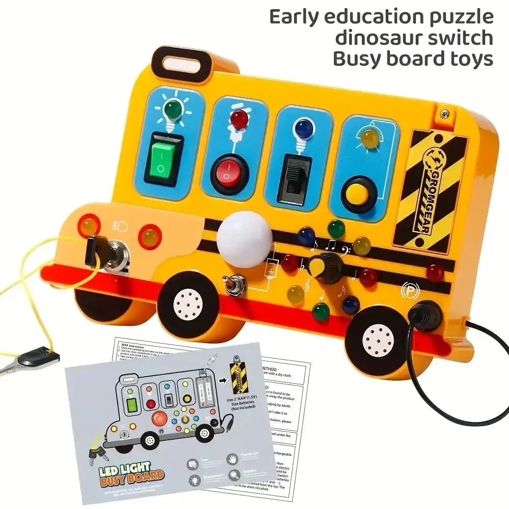With Lights Switches LED Car Switch Sensory Play Realistic Engine Sounds School Bus Busy Board Multifunctional Early Education