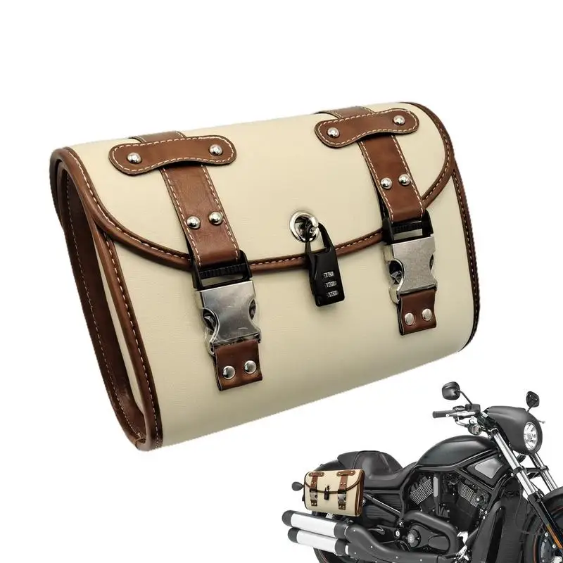 Motorcycle Accessories Bag PU Leather Motorcycle Waterproof Bag Motorcycle Fork Bag Compact Motorcycle Pouch Motorcycle Front