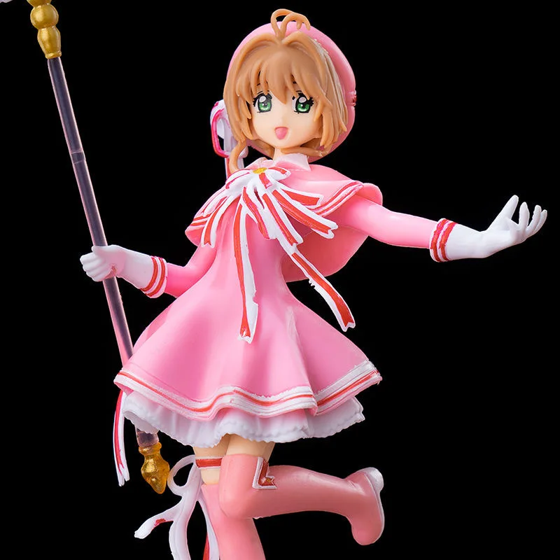 17CM 2023 New Anime Card Captor Kinomoto Pink Sakura Kawaii Action Figure PVC Models Toys Doll Collect Ornament Gifts