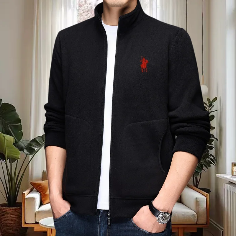 

Осень и зима, новый бархатный теплый кардиган на молнии, элитная мужская одежда, оригинальная брендовая куртка Paul с вышивкой и воротником-стойкой