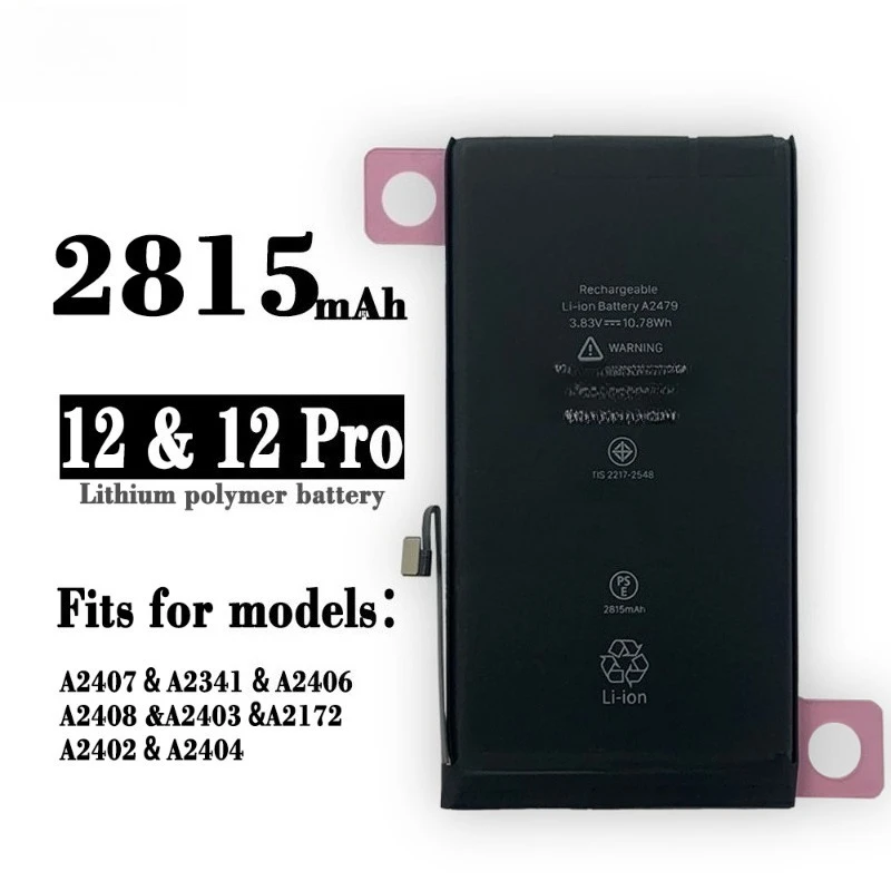 アップグレードされた iPhone 12 12pro 携帯電話バッテリー A2407 A2341 2815mAh 高品質交換用携帯電話バッテリー ツール付き