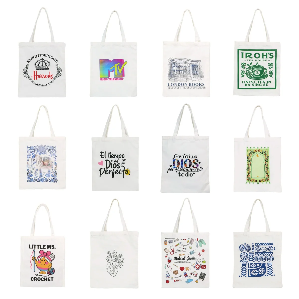 

Medical Canvas Bag Quotation Capacious Tote Handbag Casual Portable Shoulder Bag Fashion Lightweight Reusable Shopping Bag