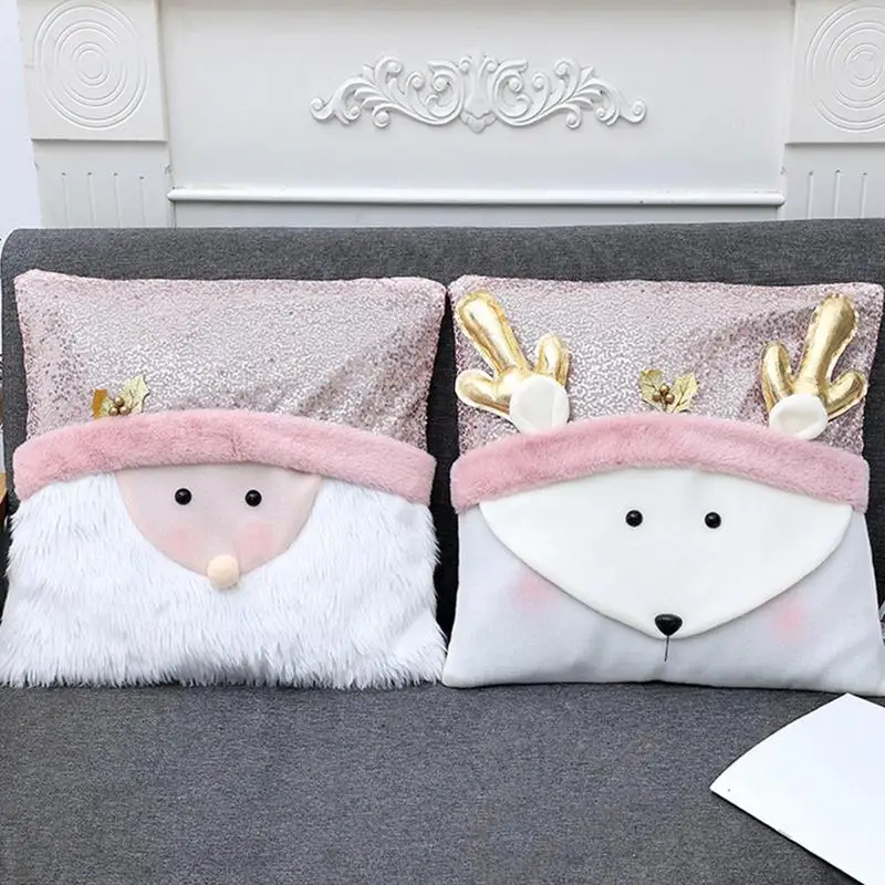 Snowman Throw Pillow Cover Square Fluffy Sheet Pillow Decor Home Decor For Sofa And Bed Christmas Gift For Family Girls Friends