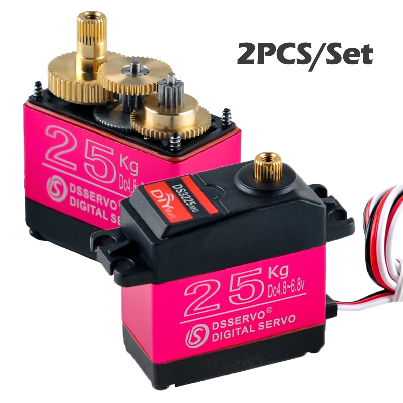 

2 шт./компл., 25 кг, DS3225, цифровой серводвигатель, металлическая шестерня, 180/270 градусов, сервоприводы с большим крутящим моментом, детали для самостоятельного изготовления для радиоуправляемого автомобиля в масштабе 1/8 1/10 1/12