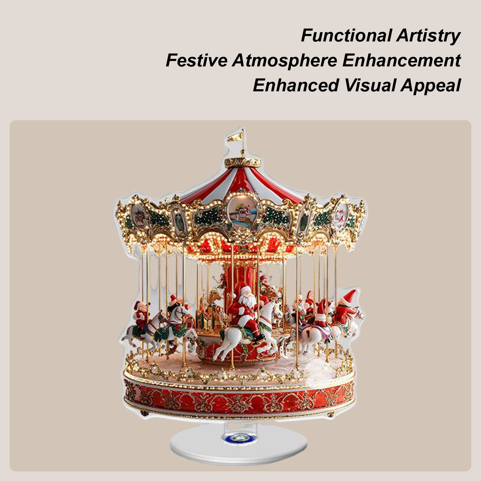 Christmas Go Round Decoration 2D Traditional Flat Collectible Christmas Decoration Merry Go Round Party Decor For Window
