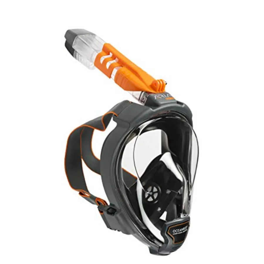 

Snorkeling mask for full-face use, silicone material, black, 180-degree underwater vision with QR quick-release system