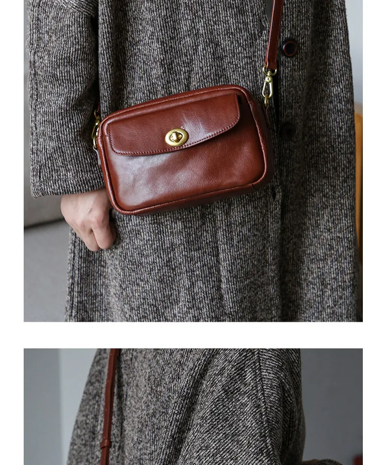Modische Joker Vintage-Umhängetasche aus Rindsleder für Damen, Outdoor, Alltag, Reisen, Luxus, echtes Leder, kleine Crossbody-Tasche – Detail 8
