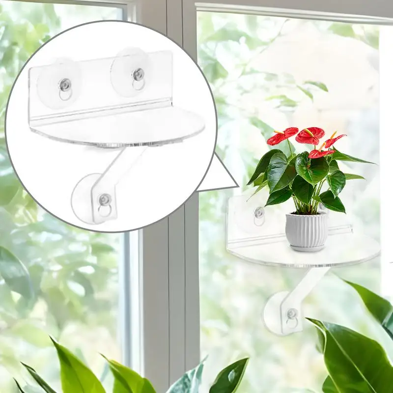 Rak Jendela untuk Tanaman Dalam Ruangan 2X Rak Cangkir Isap Akrilik Transparan Langkan Jendela Hemat Ruang untuk Dapur Kamar Mandi Organi